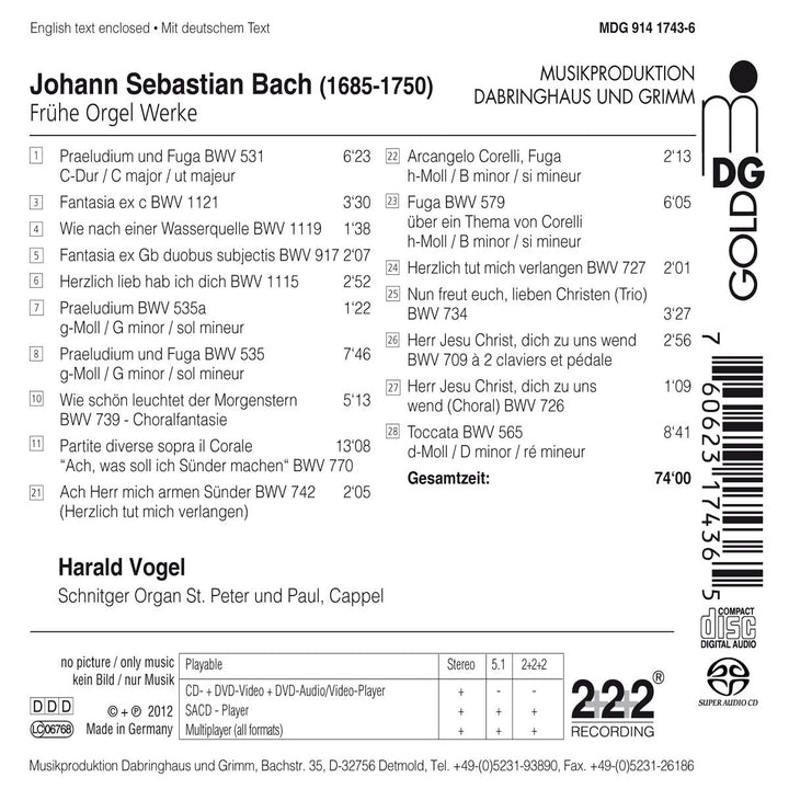 Early Organ Works, Audio-CD