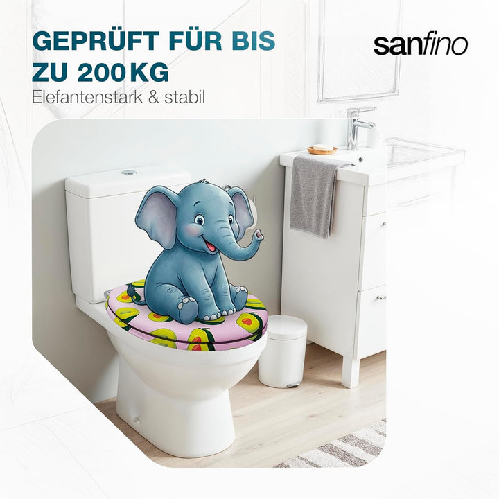 SANFINO® Premium WC Sitz mit Absenkautomatik – hochwertige Toilettendeckel aus Holz, viele bunte Mot