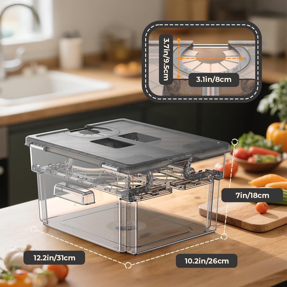 Sous Vide Behälter mit Deckel und eingebautem Rost 11L Grau Doppeltür-Design Sous Vide Topf für die