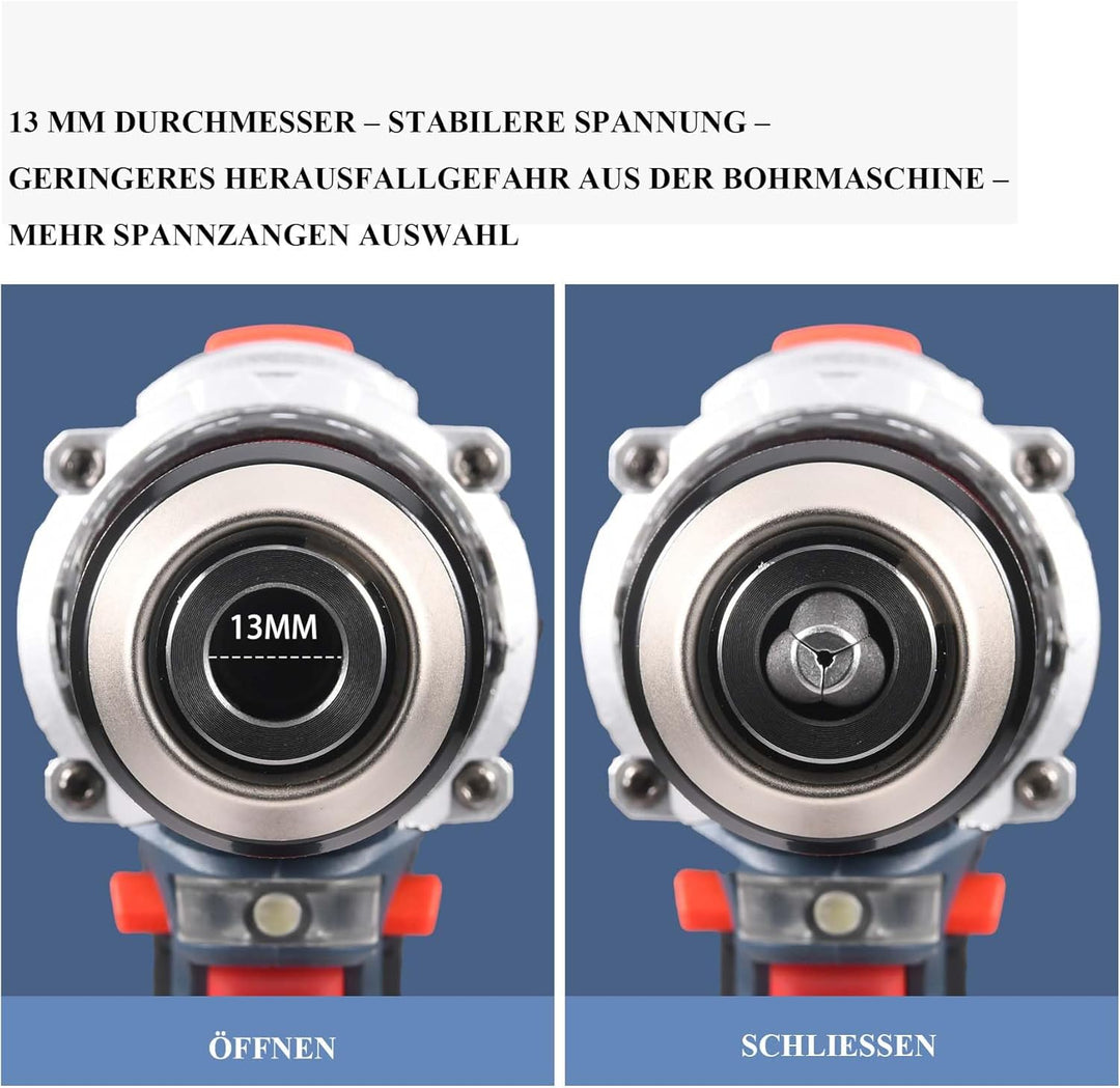 Akkubohrschrauber 21V mit Bürstenlosem Motor, 13mm Schnellspannbohrfutter, 3-in-1 Schlagbohrschraube