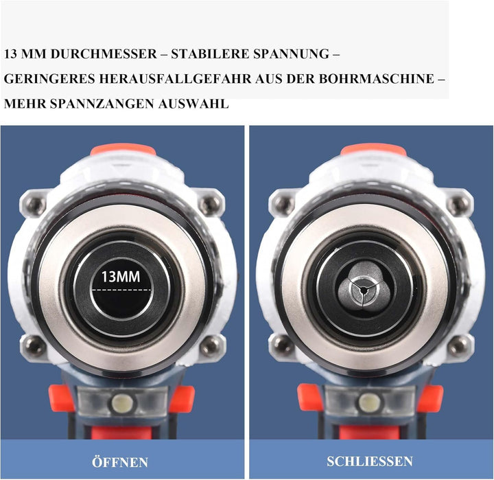Akkubohrschrauber 21V mit Bürstenlosem Motor, 13mm Schnellspannbohrfutter, 3-in-1 Schlagbohrschraube