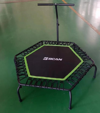 BCAN 250KG Mini-Trampolin, Ø 123CM Fitness-Trampolin mit Bungees, 3-Fach Verstellbarer Schaumstoffgr