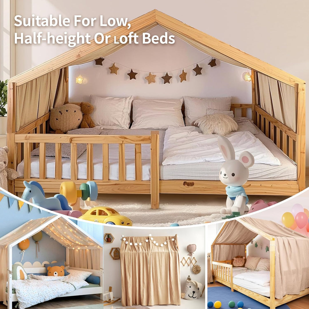 Home Bettbezug mit Goldener Applikation, handgefertigt aus 100% Baumwoll-Musselin, Stoffhimmel für d