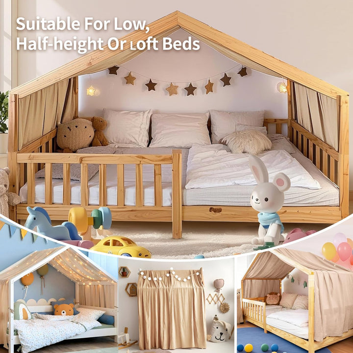 Home Bettbezug mit Goldener Applikation, handgefertigt aus 100% Baumwoll-Musselin, Stoffhimmel für d