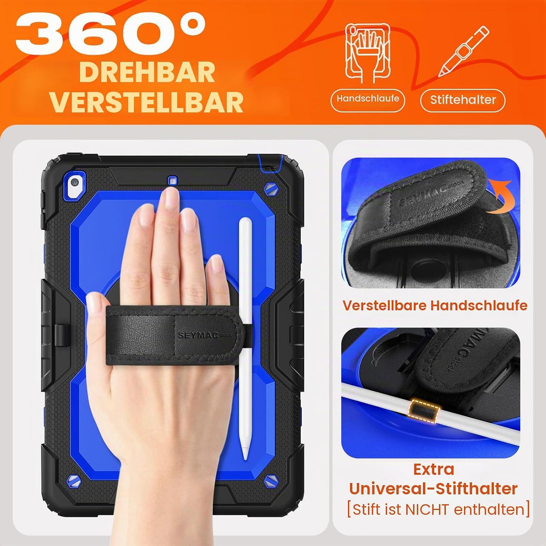 SEYMAC stock Hülle für iPad 9./8./7. Generation 10,2 Zoll 2021/2020/2019, Stossfeste Hülle mit Displ