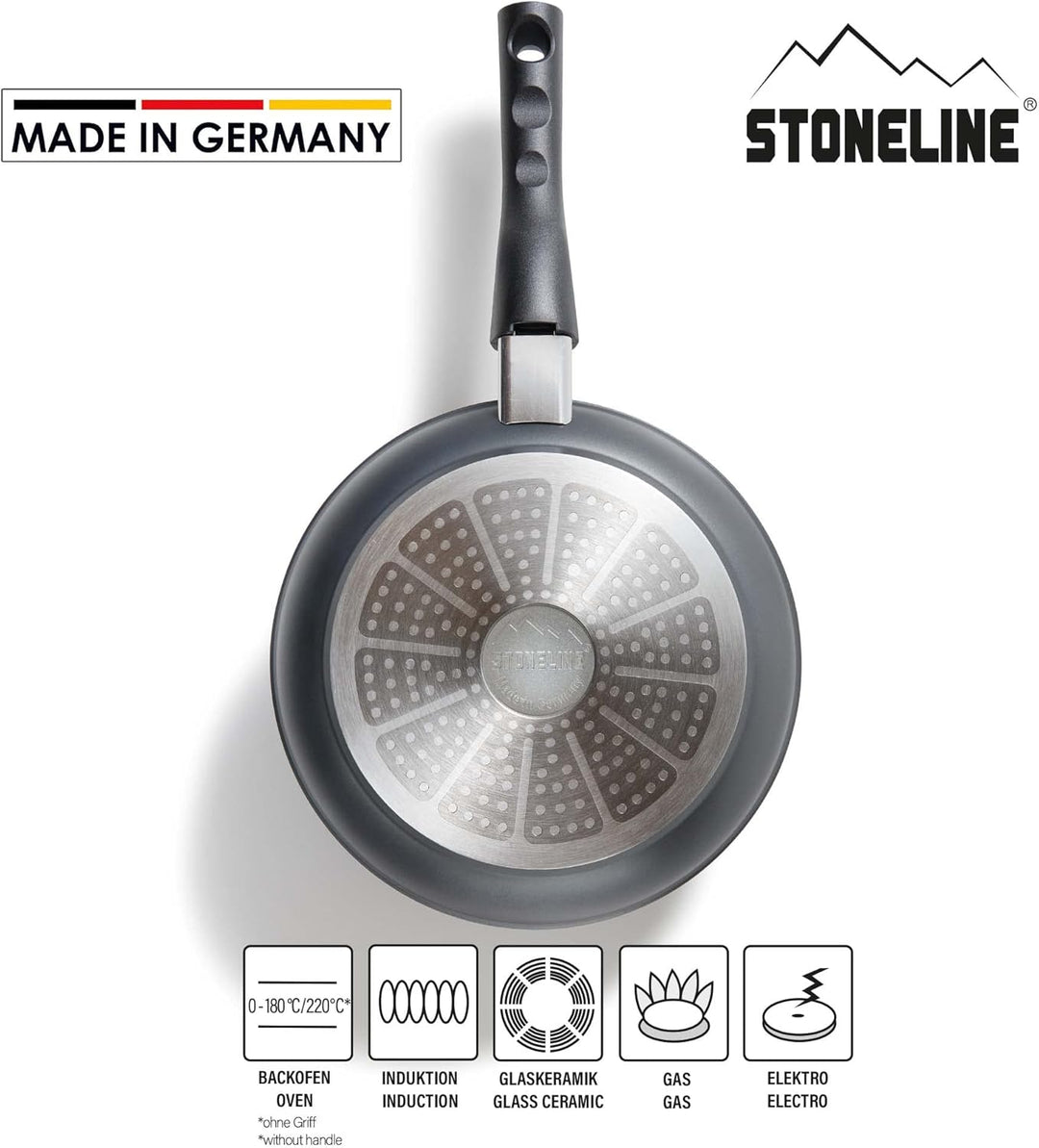 STONELINE Flex Made in Germany Bratpfanne 24cm, mit abnehmbarem Griff, antihaft beschichtete Pfanne