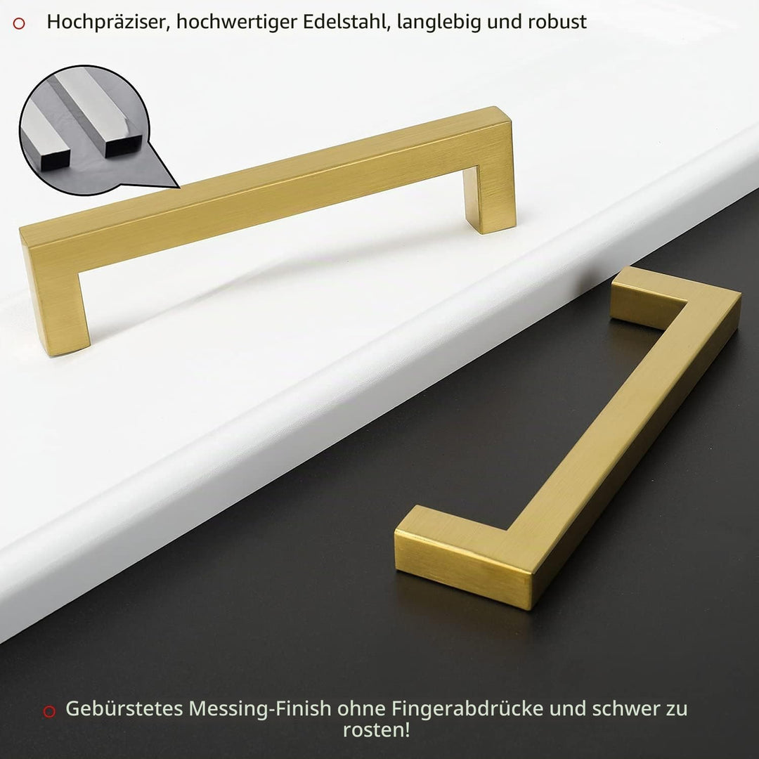 10 Stück Möbelgriffe Gold Griffe für Küchenschränke Gold, LONTAN Schrankgriffe 128mm Lochabstand Sch