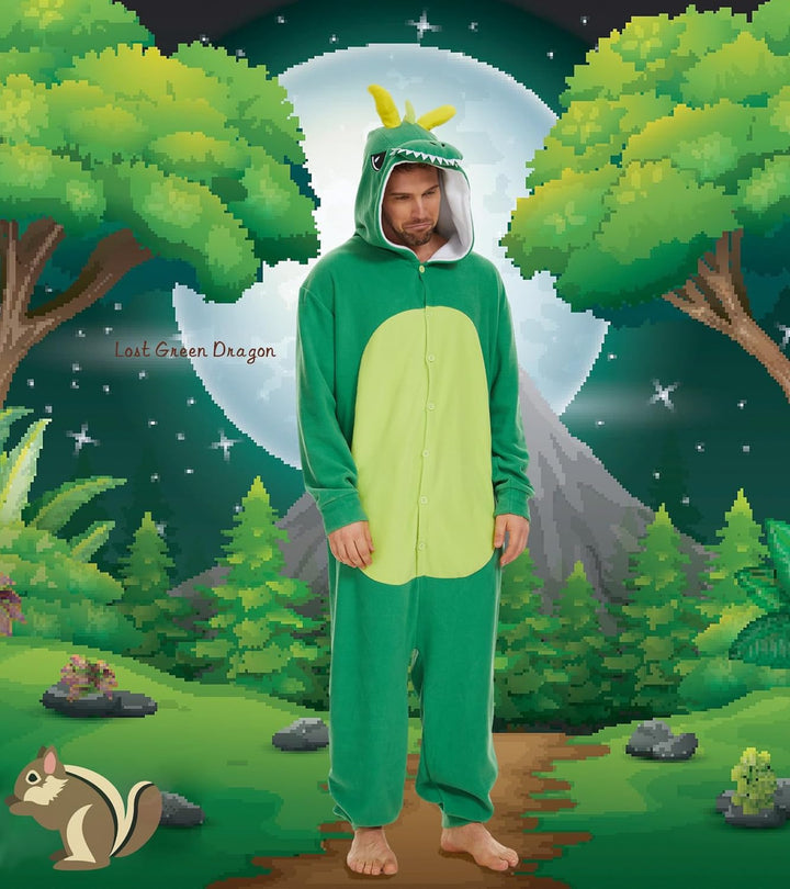 Guturris Unisex Drache Pyjamas Tier Schlafanzug Jumpsuit Halloween Cosplay Kostüm Schlafanzug Nachtw