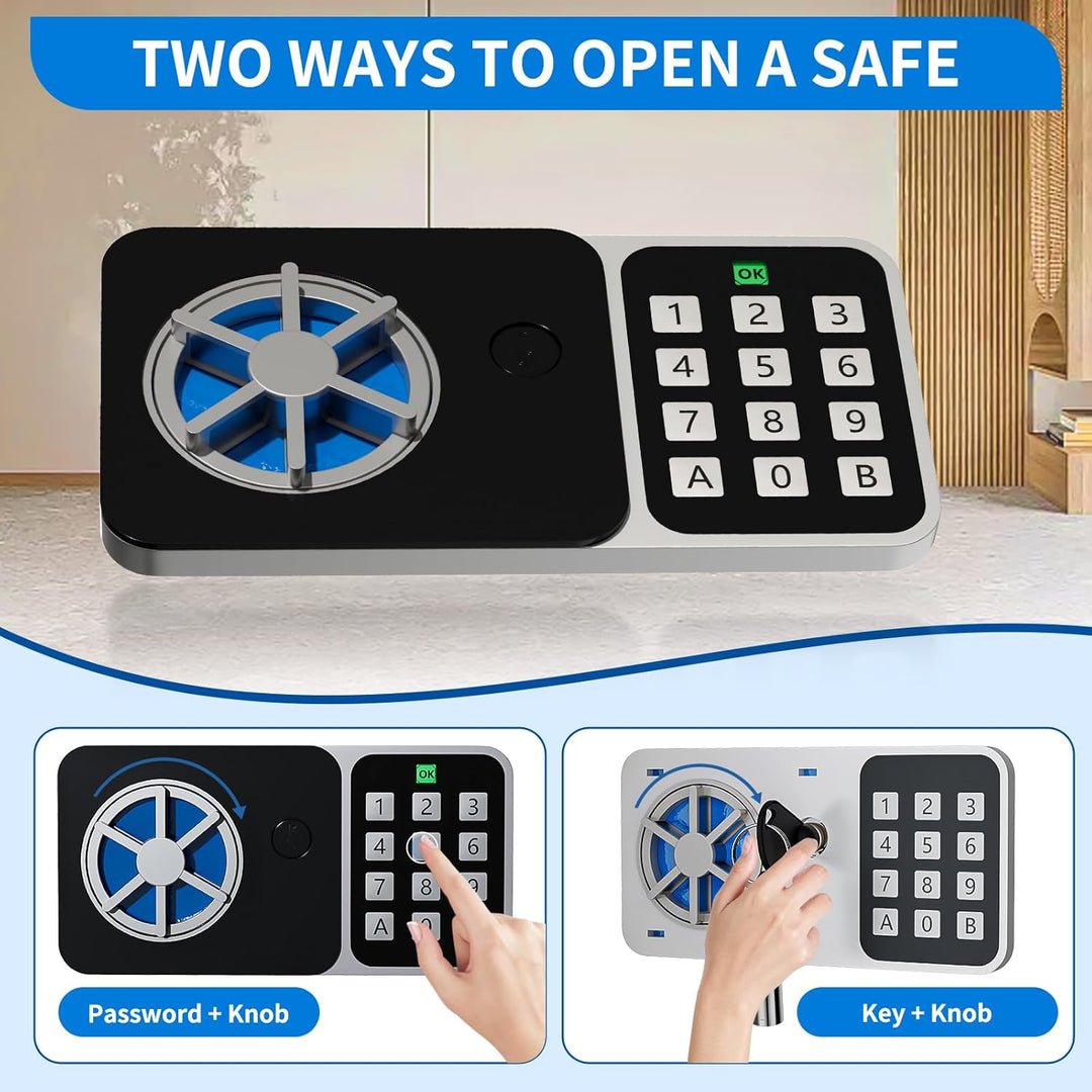 Digitaler Safe 6,8 l, kleiner Tresor für Zuhause, elektronische Sicherheitskassette, Wandtresor fürs
