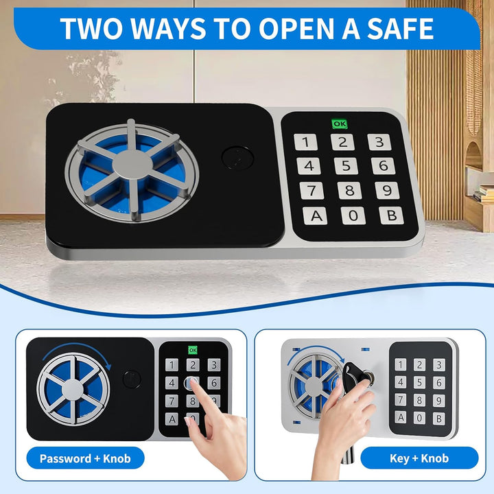 Digitaler Safe 6,8 l, kleiner Tresor für Zuhause, elektronische Sicherheitskassette, Wandtresor fürs