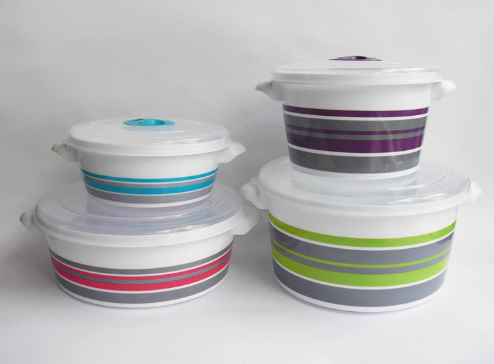 Tredoni 4 Grössen Set Mikrowellen-Topfwanne mit belüftetem Deckel - Heizkochen Dampfgartopf (4 Gröss