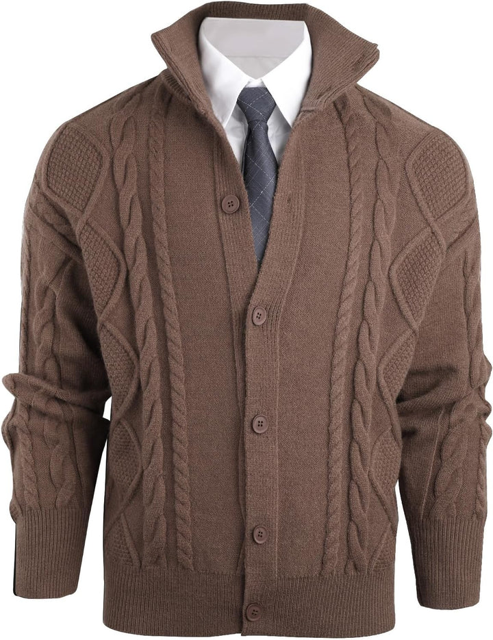 Pullover für Herren Rollkragen Strickjacke Strickpullover Gestrickte Knöpfe Twisted Thermal Langarm