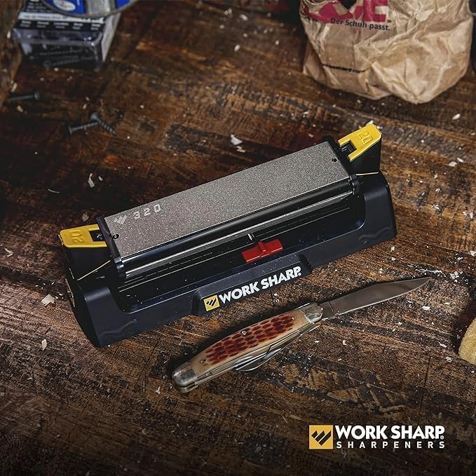 WORK SHARP® Benchstone Knife Sharpener - Profi Messer-Schleifstein mit Winkel-Hilfe 20° & 25° - Outd