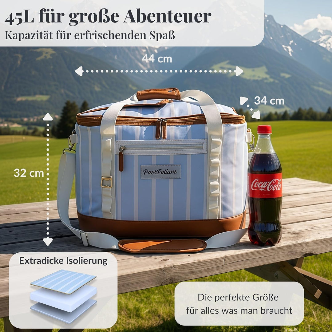 Kühltasche 45L Gross Faltbar XXL Wasserdicht Tragbar Mit Oberklappe Für Strand Camping Auto Picknick