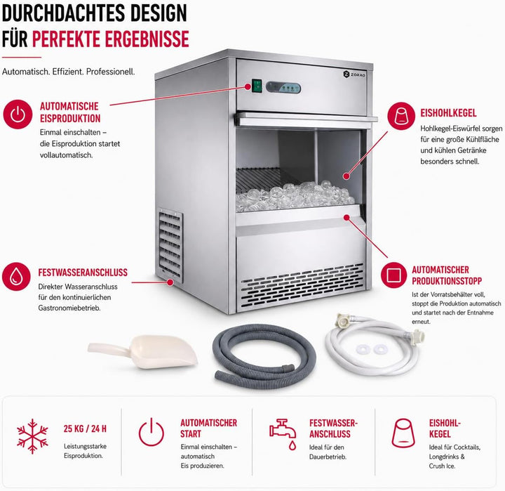 ZORRO - Eiswürfelbereiter ZEB 25 ECO - Gastro 25kg/24h- Eiswürfelmaschine mit