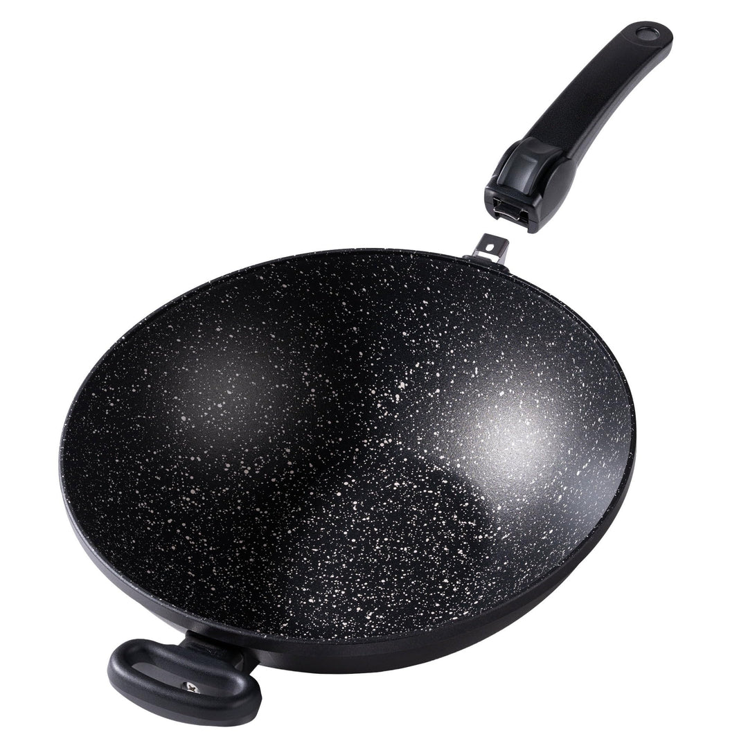 Stoneline Wok Made in Germany 32cm, mit abnehmbaren Griff, Aluguss, Wok Pfanne beschichtet mit echte