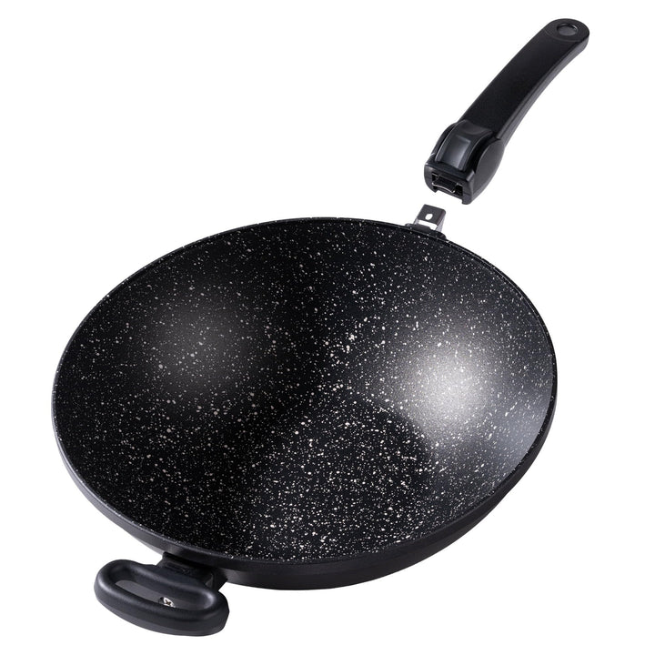 Stoneline Wok Made in Germany 32cm, mit abnehmbaren Griff, Aluguss, Wok Pfanne beschichtet mit echte