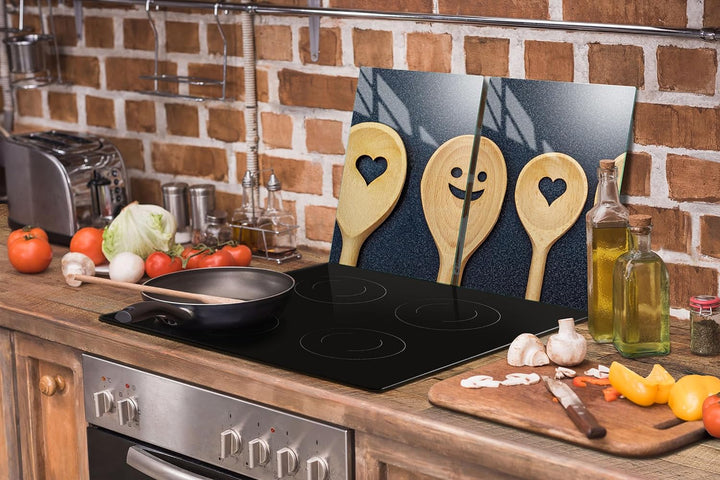 TMK ArtDeko Herdabdeckplatten 2 Teilig 65 x 52 cm Ceranfeldabdeckung Küche Induktion Herdschutz Spri