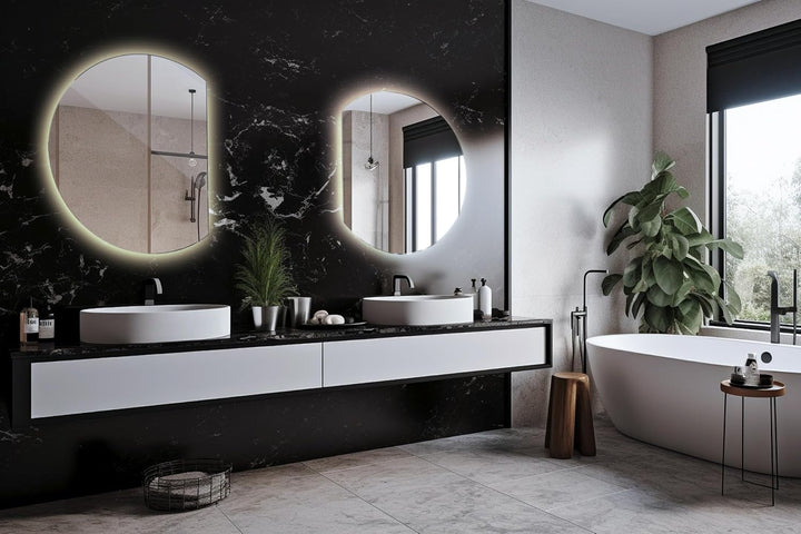Tulup Rundes LED Wandspiegel beleuchtetes Badezimmerspiegel mit abgeschrägten Seiten und neutralweis