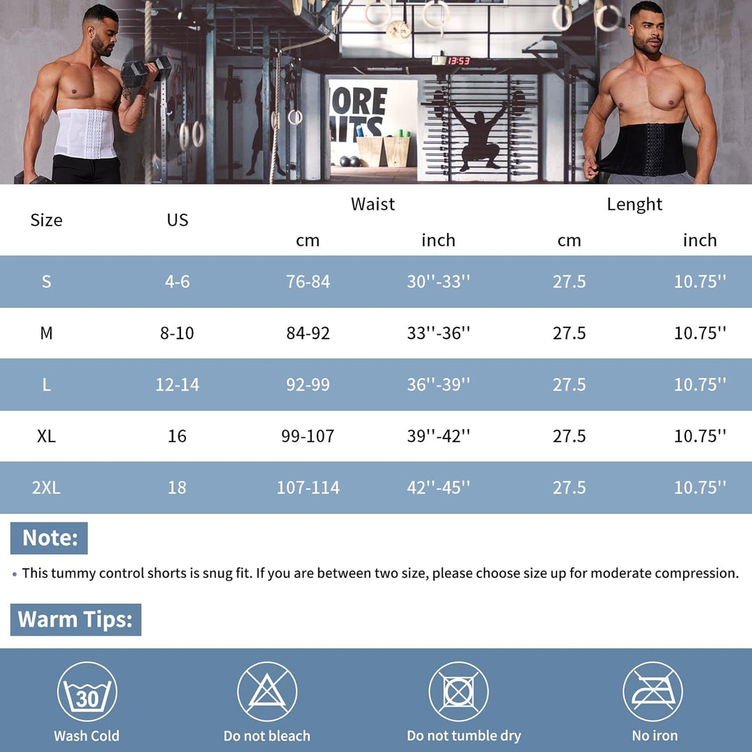SLIMBELLE Herren Bauchweggürtel Fitnessgürtel Body Shaper Schwitzgürtel Taillenmieder Verstellbarer