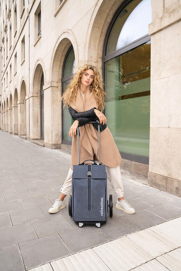 reisenthel Citycruiser Herringbone Dark Blue – Praktische Einkaufstasche mit Mehreren grossen Fächer