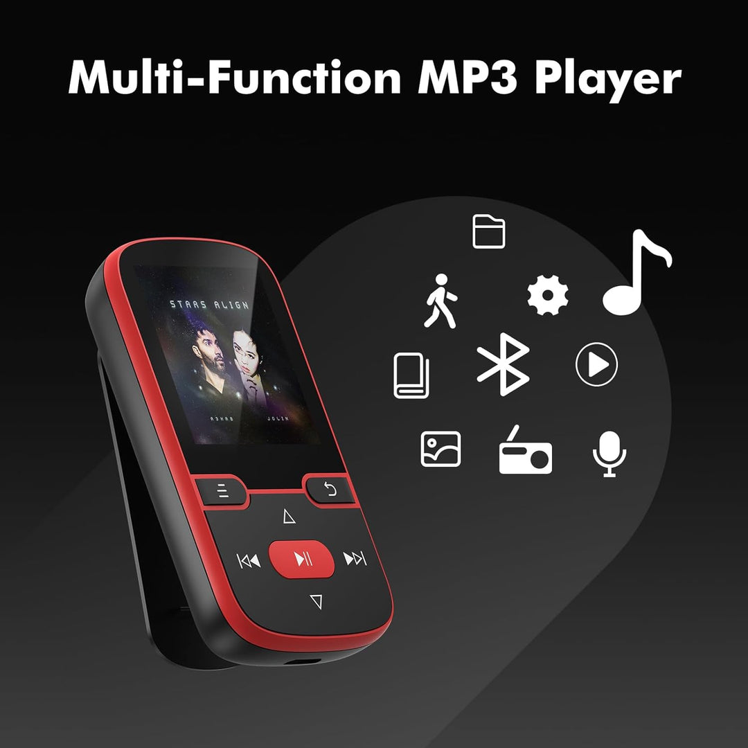 64GB mp3 Player Bluetooth 5.3 mit Clip,Music MP3-Player Kinder HiFi-Sport-Musikplayer, 1,5 Zoll MP3-
