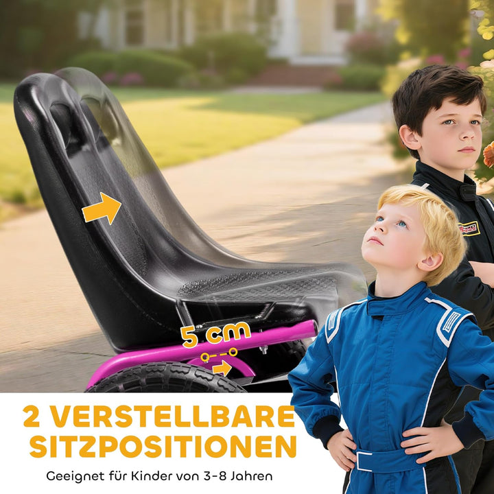 AIYAPLAY Gokart, Tretauto mit Handbremse, verstellbarem Sitz, Vor- und Rückwärtsgang, Pedalantrieb,