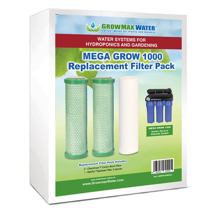 3er Pack Filter für Mega Grow 1000 Geräte, 2 x Kohlefilter Block + 1 x 5 Mikron Sedimentfilter GrowM