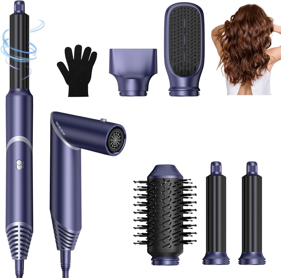 Airstyler Hairstyler 5 IN 1, 1000W Warmluftbürste Set, Hairstyler mit Ionen Föhnbürste, Lockenstab A