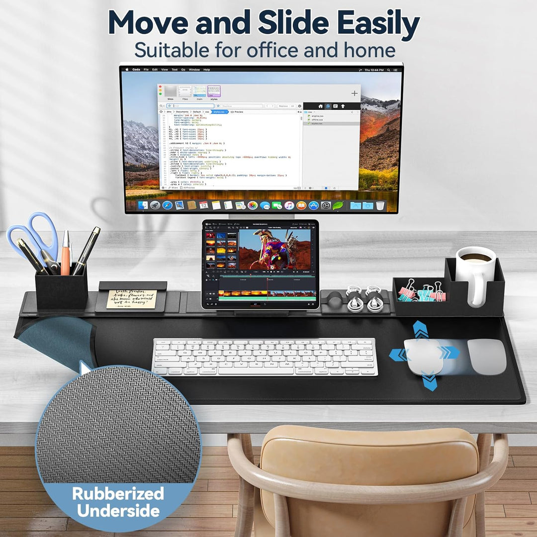 KDD 6 in 1 Schreibtisch Unterlage & Gaming Mauspad XXL, Rutchfeste Desk Mat mit DIY Magnetisch Organ
