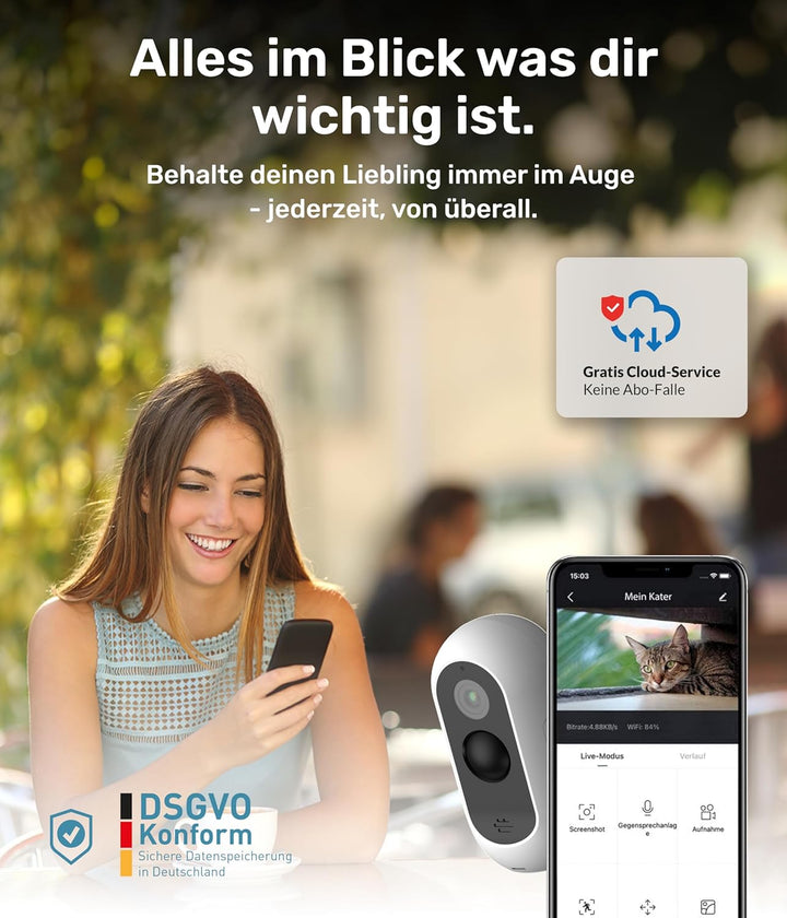 PetTec - Bundels aus Solar Panel für Überwachungskamera aussen und Pet Cam Free - Solarmodul 4,4W in