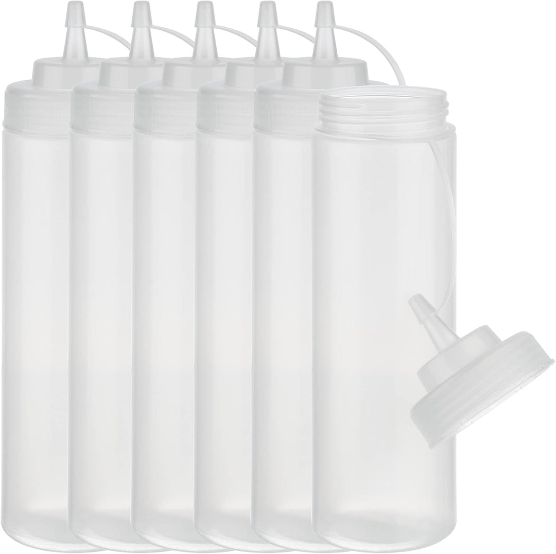 APS Quetschflasche, 6er Set Ø 7 cm, H: 26,5 cm, 760 ml Polyethylen, transparent mit Schraubdeckel mi