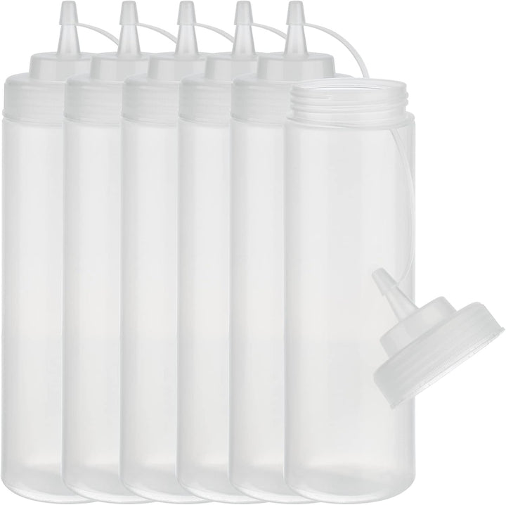 APS Quetschflasche, 6er Set Ø 7 cm, H: 26,5 cm, 760 ml Polyethylen, transparent mit Schraubdeckel mi