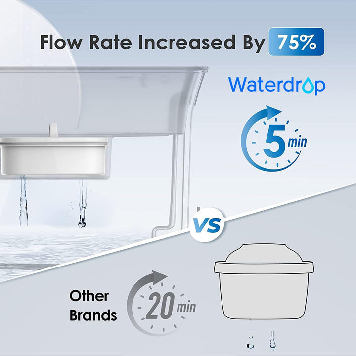 Waterdrop Wasserfilterspender für 18 Tassen, langlebig, mit 1 Filter, BPA-frei, Schwarz
