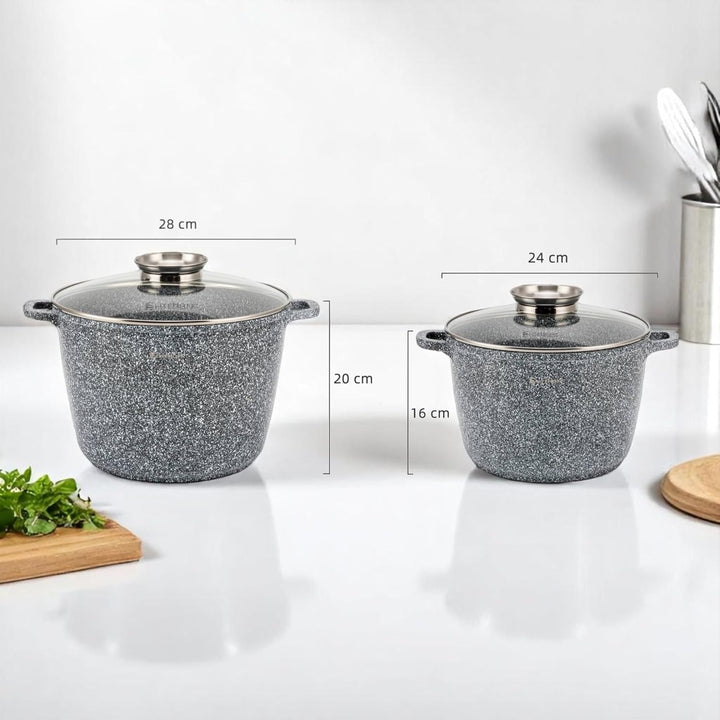 EliteHoff Kochtopf, 2er-Set Suppentopf aus Aluminiumguss mit Antihaftbeschichtung 24/28 cm (6,5L und
