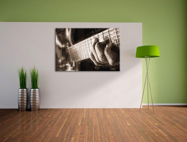 Pixxprint Gitarre Spielen als Leinwandbild/Grösse: 100x70 / Wandbild/Kunstdruck/fertig bespannt, 100