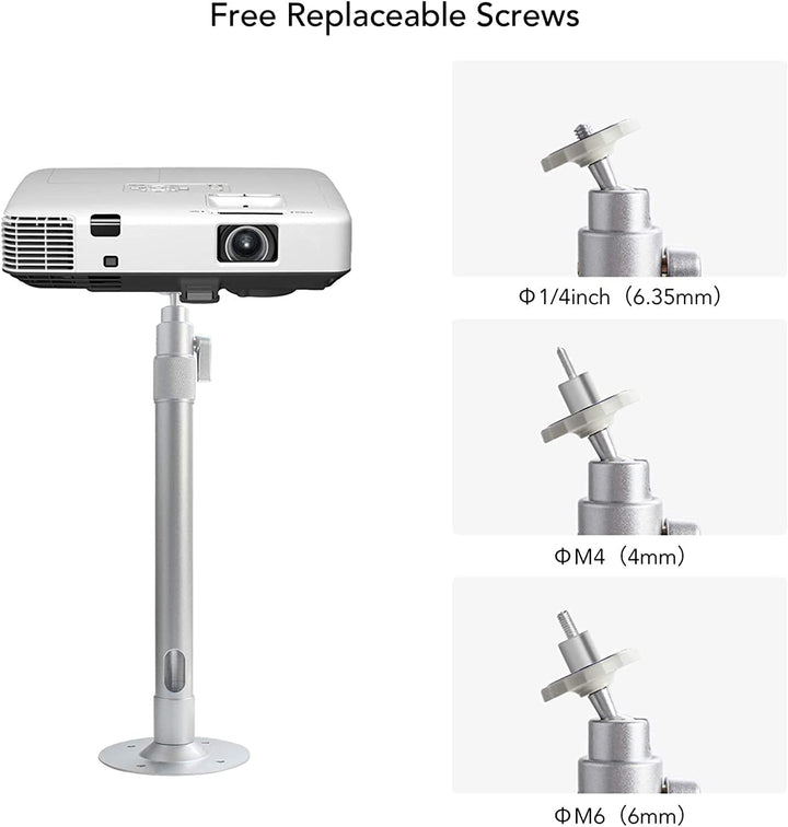 Drsn Universal Beamer Deckenhalterung - Höhenverstellbar 35 - 60cm - Traglast 5kg - 360° Drehbar, Pr