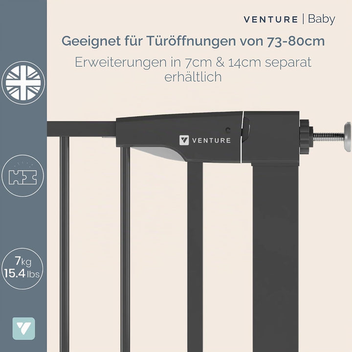 Venture Q-Fix Haustier-Schutzgitter mit Druckbefestigung, 75–84 cm breit, 110 cm extra hoch, einziga