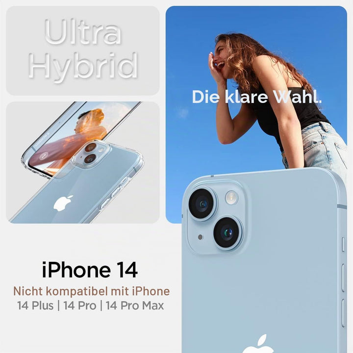 Spigen für iPhone 14 Ultra Hybrid Hülle [Anti-Yellowing] Case Handyhülle Schutzhülle Cover Transpare