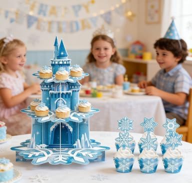 Drei Etagen Schneeflocken Thema Kuchen Regal Party Dekoration, Tasse Kuchen Regal Schneeflocken Dess