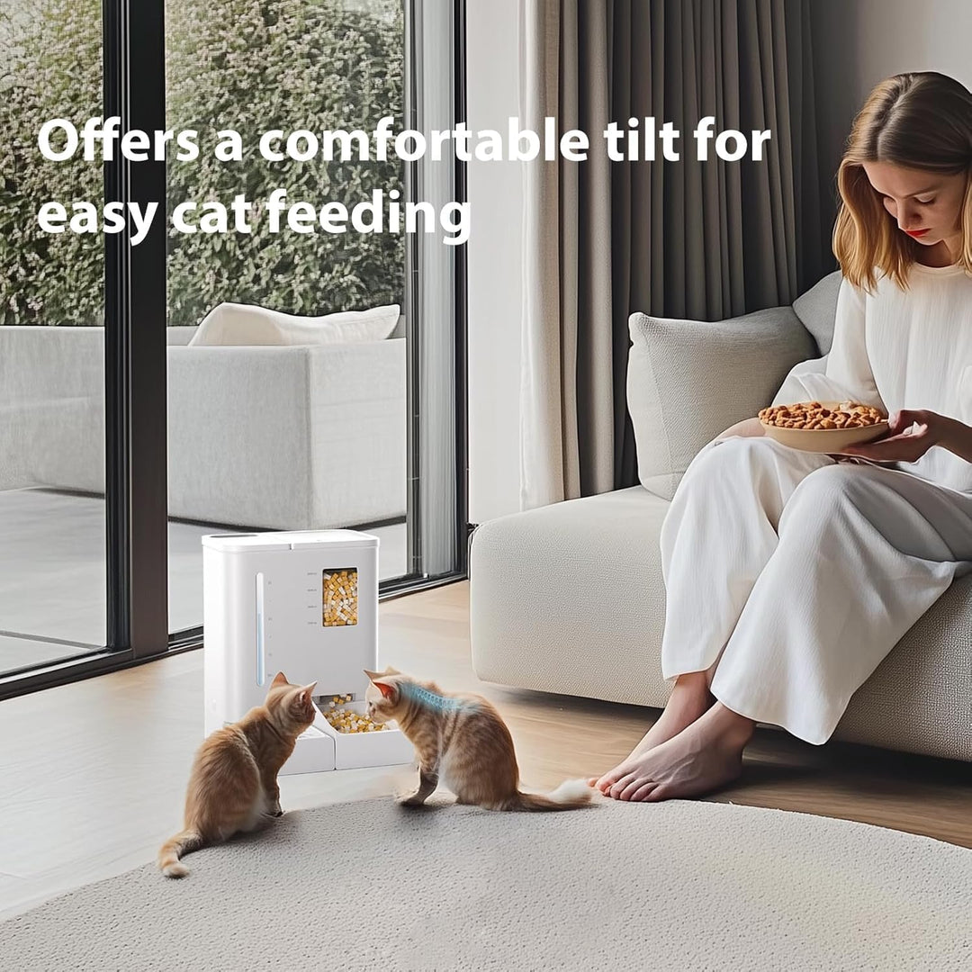 DUDUPET Futterautomat Katze und Wasserspender 2-in-1, Automatischer Futterspender Katze 5L + Wassers