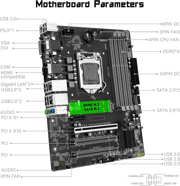 SHANGZHAOYUAN H97M PRO LGA 1150 Mainboard für Intel 4th/5th Gen Core i3 i5 i7/Pentium/Xeon (Micro AT