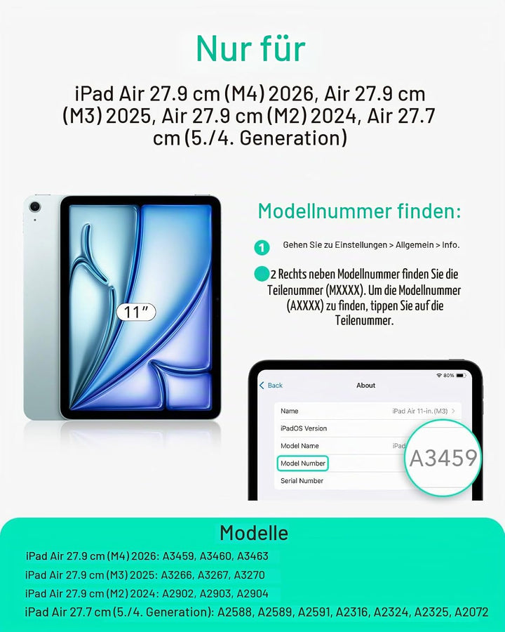 ESR Hülle für iPad Air 11 Zoll M4/M3/M2, iPad Air 8/7/6/5/4 (2026/2025/2024/2022/2020), drehbare Hül