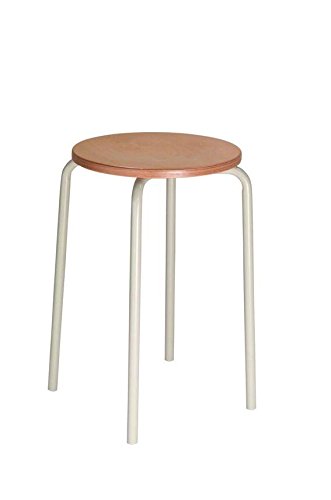 Lotz Stapel-Hocker Modell 3250 - Sitzhöhe 50 cm, Gestell lichtgrau, Sitz Buche, von Lotz