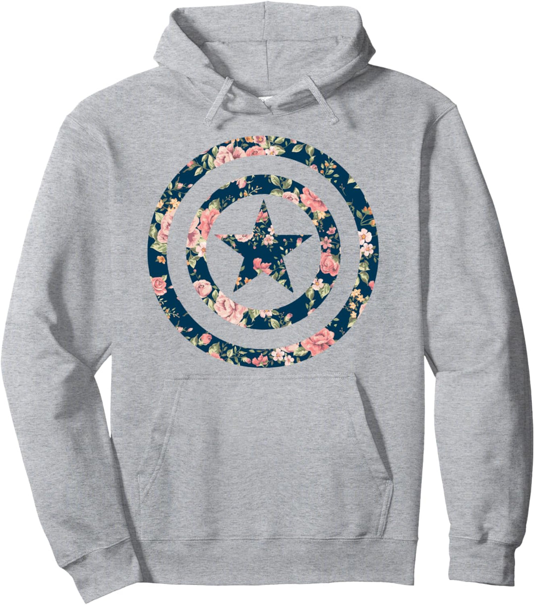 Marvel Captain America Floral Print Pullover Hoodie
