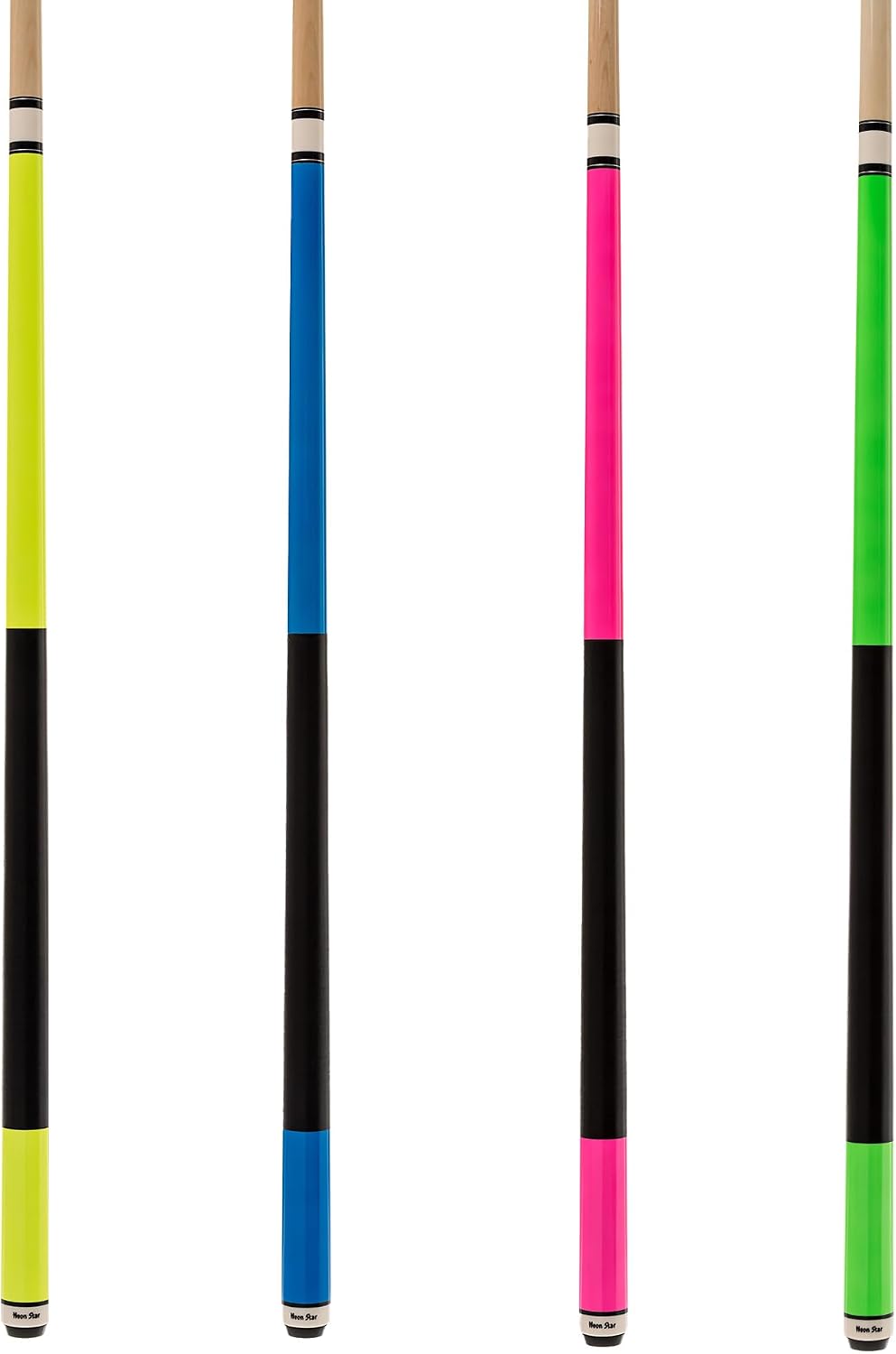 Winsport Billardqueue, Neon Star, Poolbillard Cue in Neon- gelb, pink, blau, grün. Profi-Spielqualit