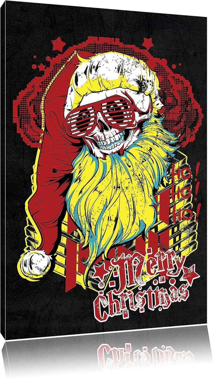 Dark Dead Santa black Leinwandbild Bild auf Leinwand, XXL riesige Bilder fertig gerahmt mit Keilrahm