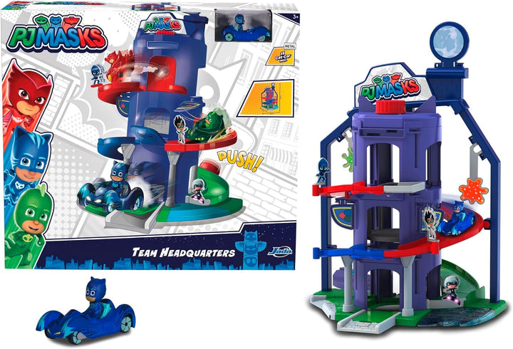 Dickie Toys PJ Masks Hauptquartier, Spielset zur Serie inkl. Catboy in Catcar, viele Funktionen, Pyj