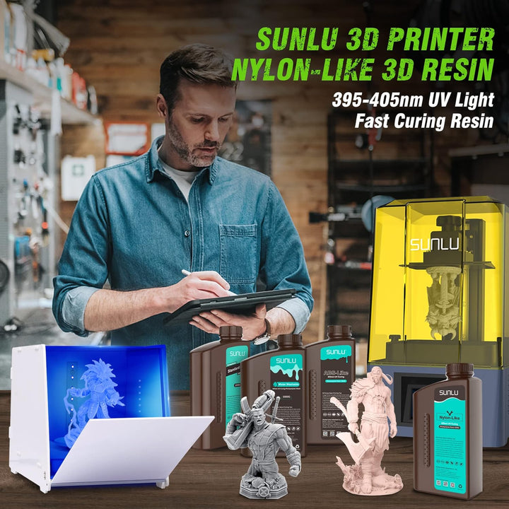 SUNLU 3D Drucker Harz, Starkes Haltbares Nylon Wie 3D-Harz für LCD DLP SLA Harz 3D Drucker, 395-405n
