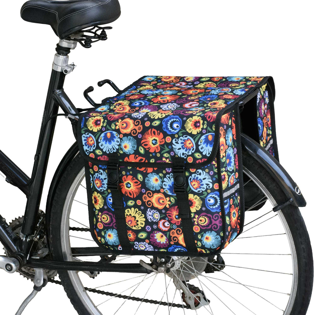 BikyBag Classic CE - Doppel-Fahrradtasche, 2x13L Gepäckträgertasche, Wasserabweisend, mit Reflektore